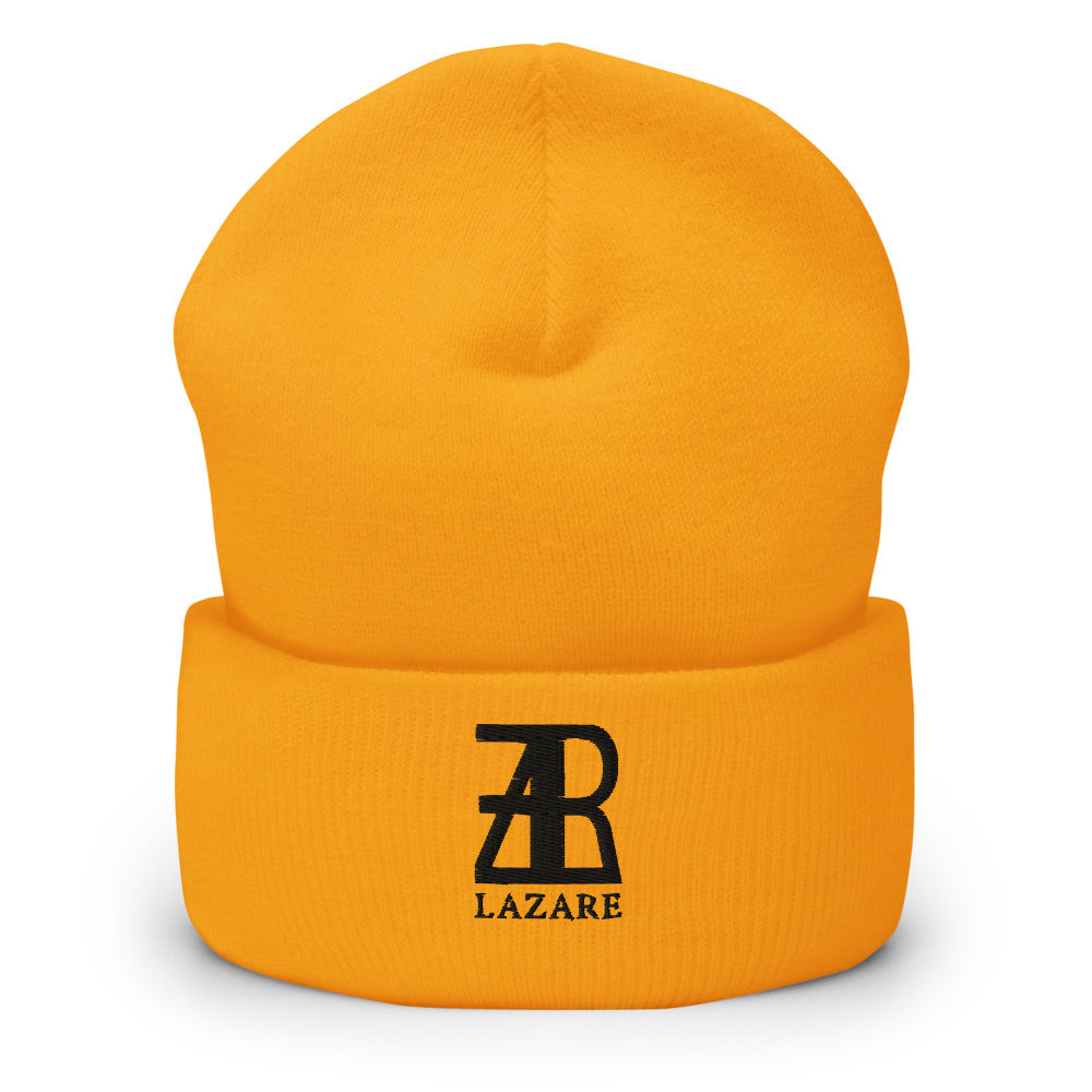 Lazare Black Logo Cuffed Beanie