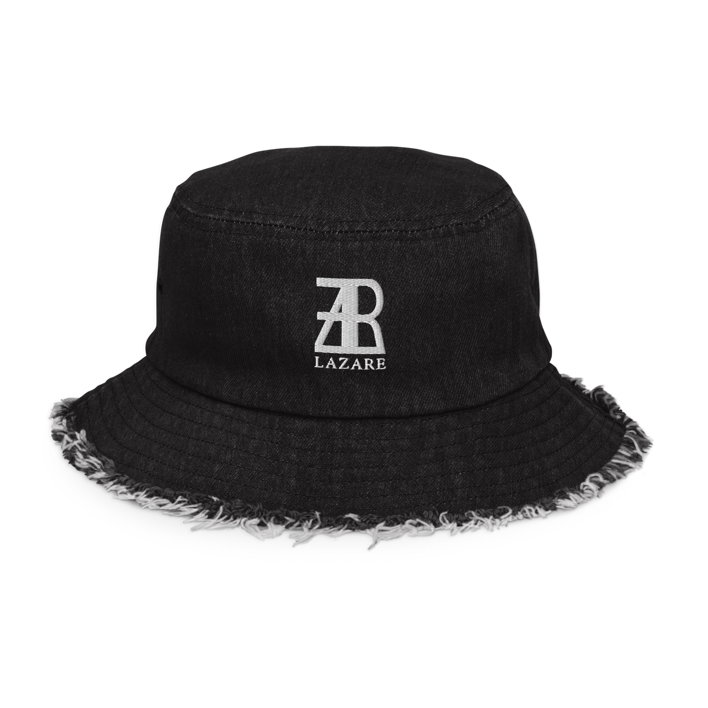 Lazare Logo Distressed denim bucket hat