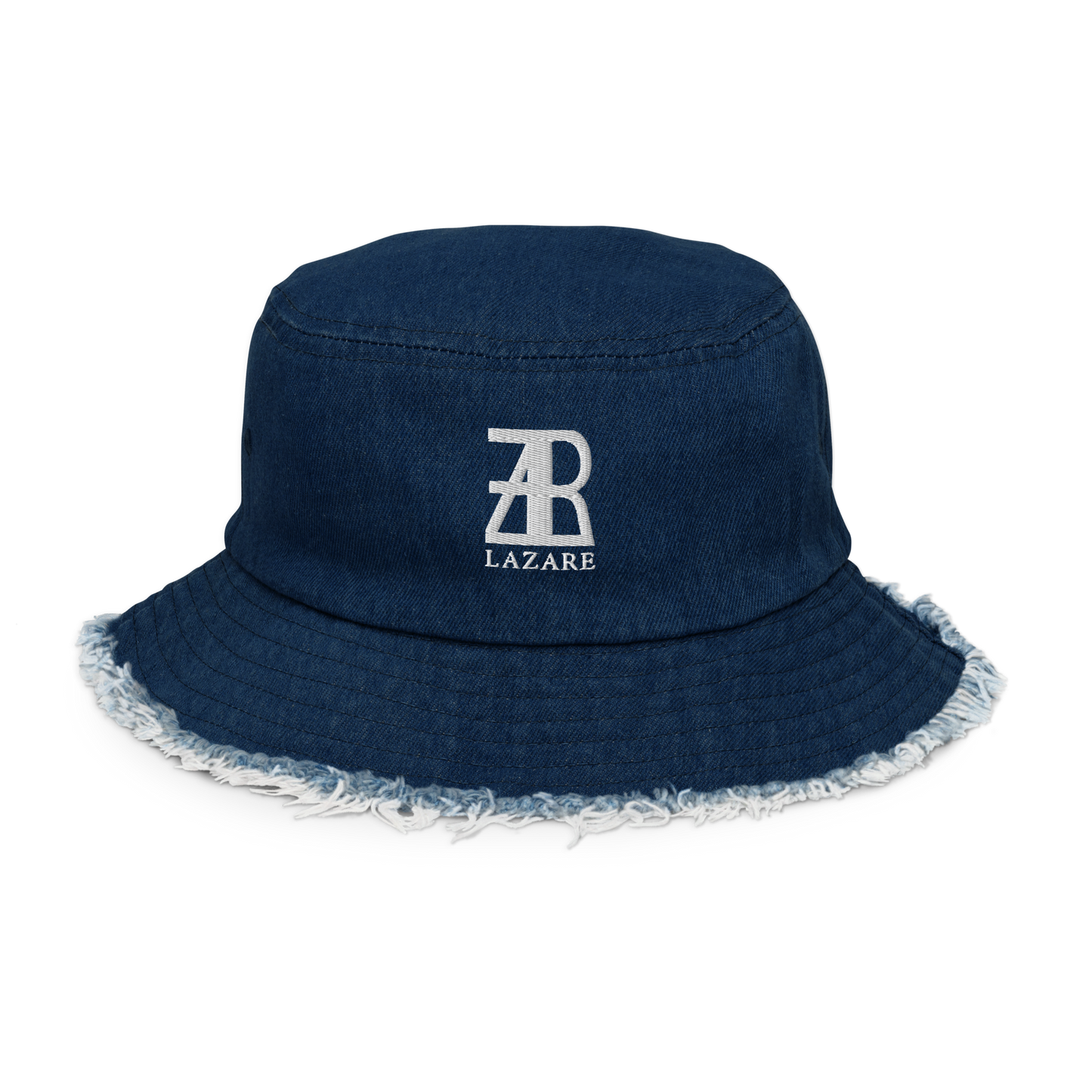 Lazare Logo Distressed denim bucket hat