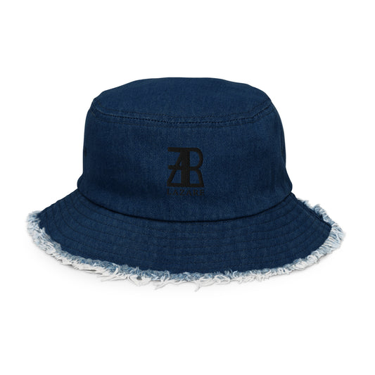 Lazare Logo Distressed denim bucket hat