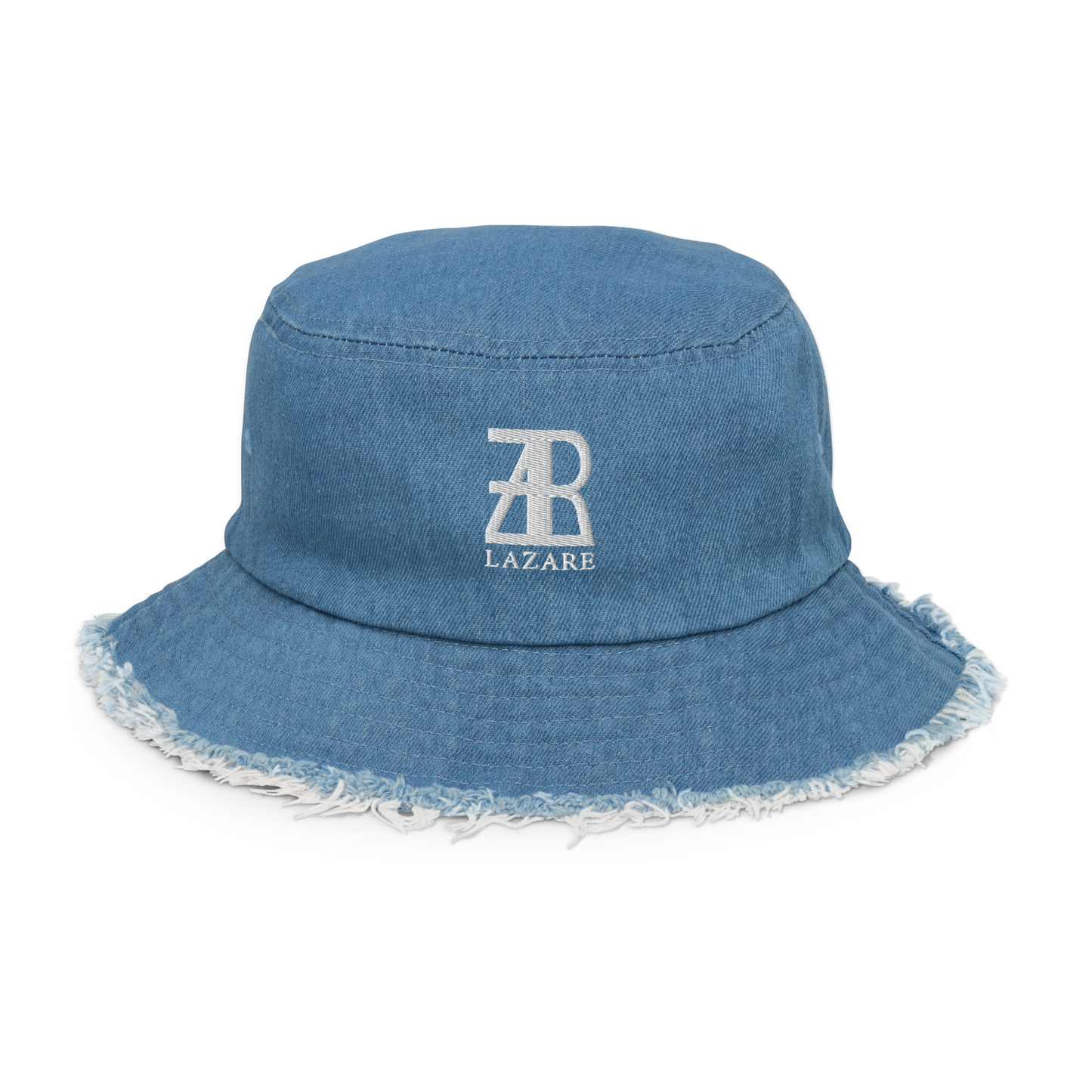 Lazare Logo Distressed denim bucket hat