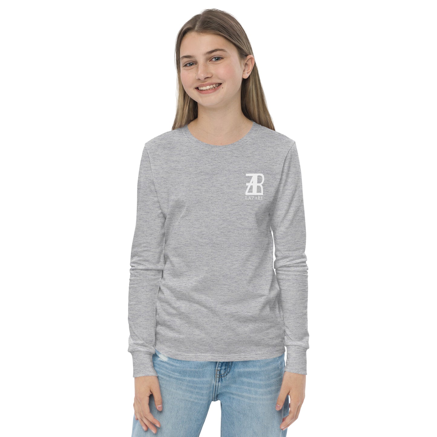 Lazare White Logo Youth long sleeve tee