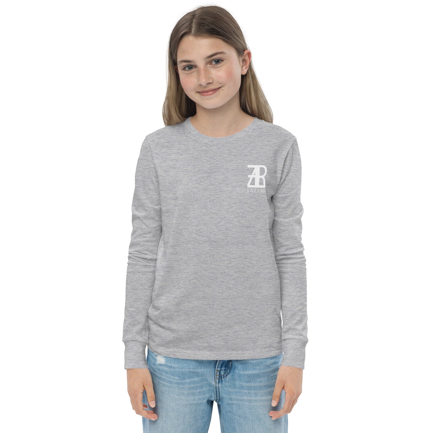 Lazare White Logo Youth long sleeve tee