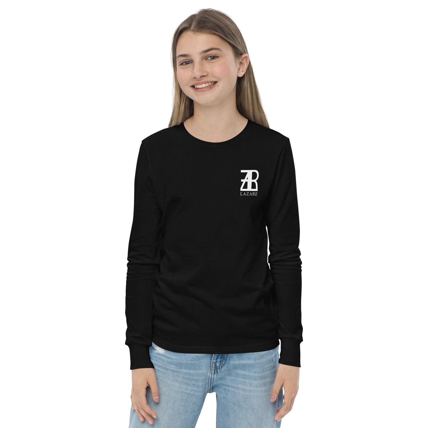 Lazare White Logo Youth long sleeve tee