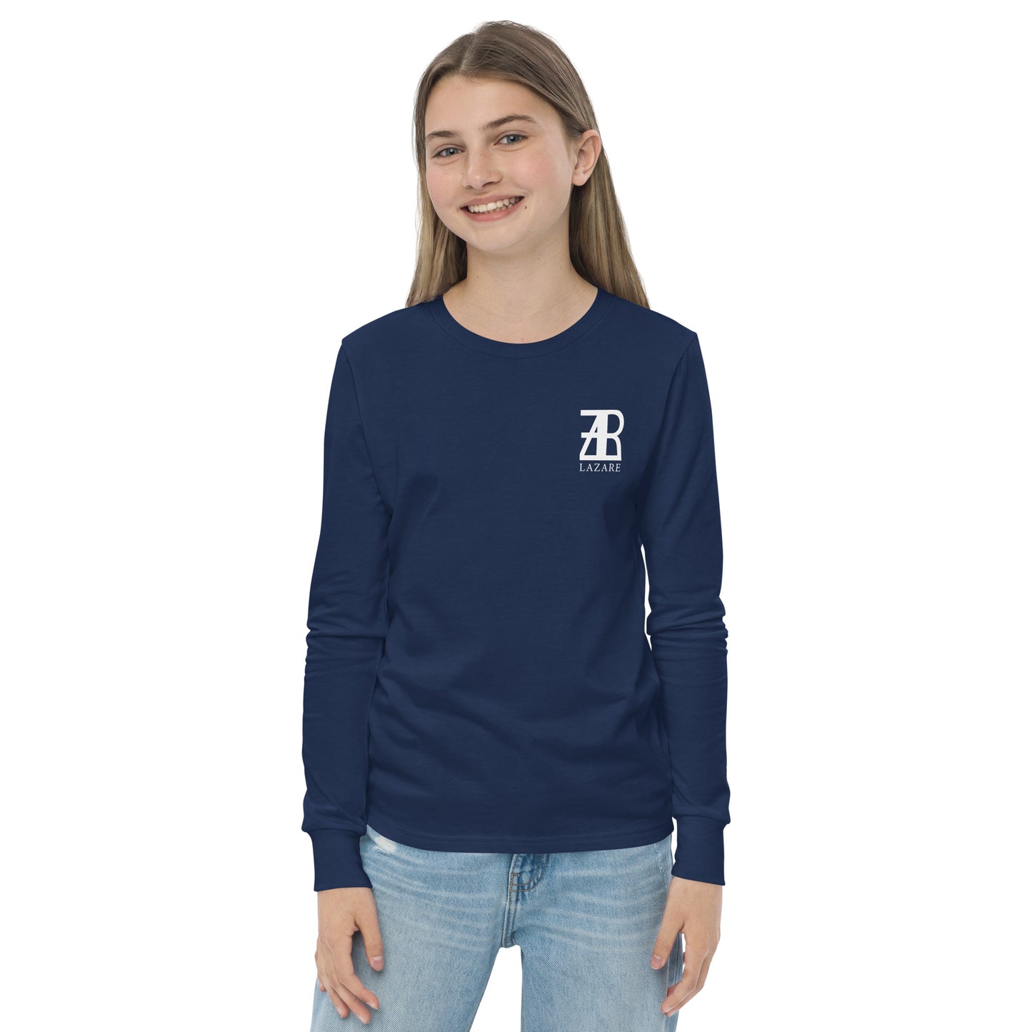 Lazare White Logo Youth long sleeve tee