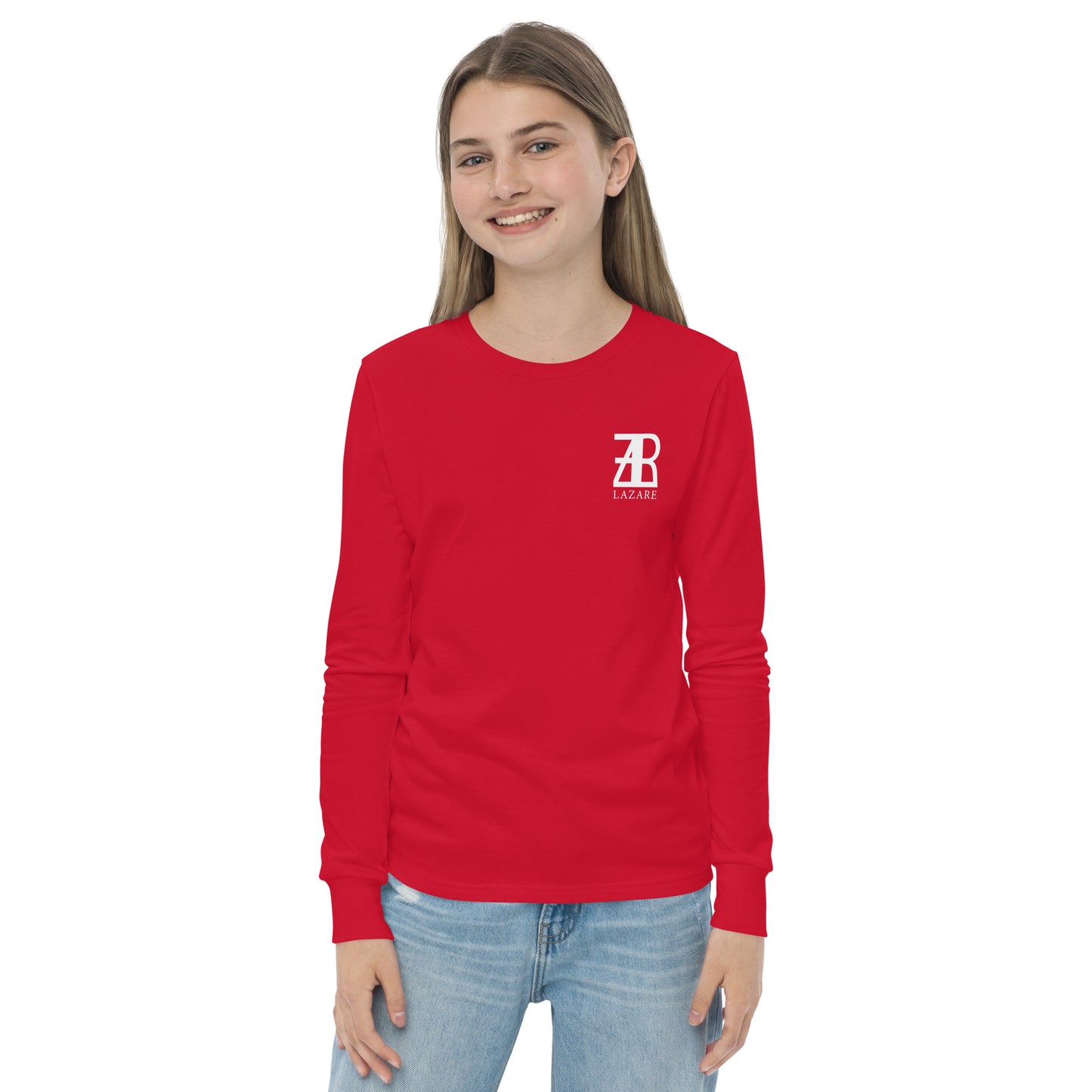 Lazare White Logo Youth long sleeve tee