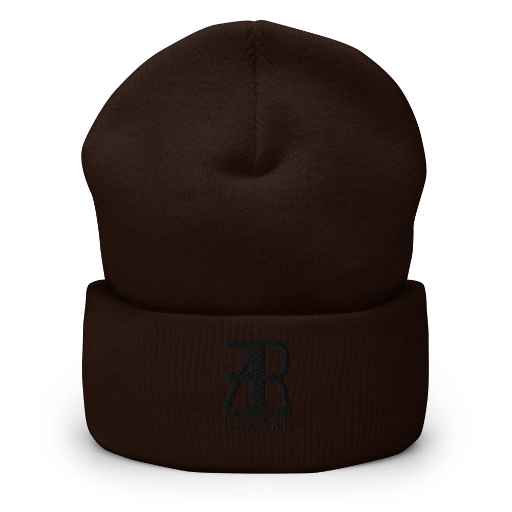 Lazare Black Logo Cuffed Beanie