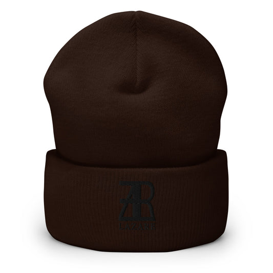 Lazare Black Logo Cuffed Beanie