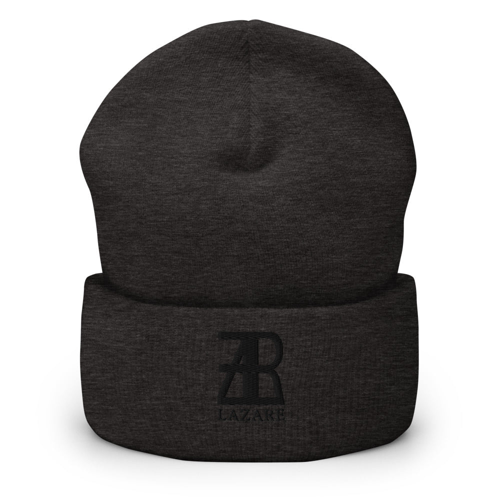 Lazare Black Logo Cuffed Beanie