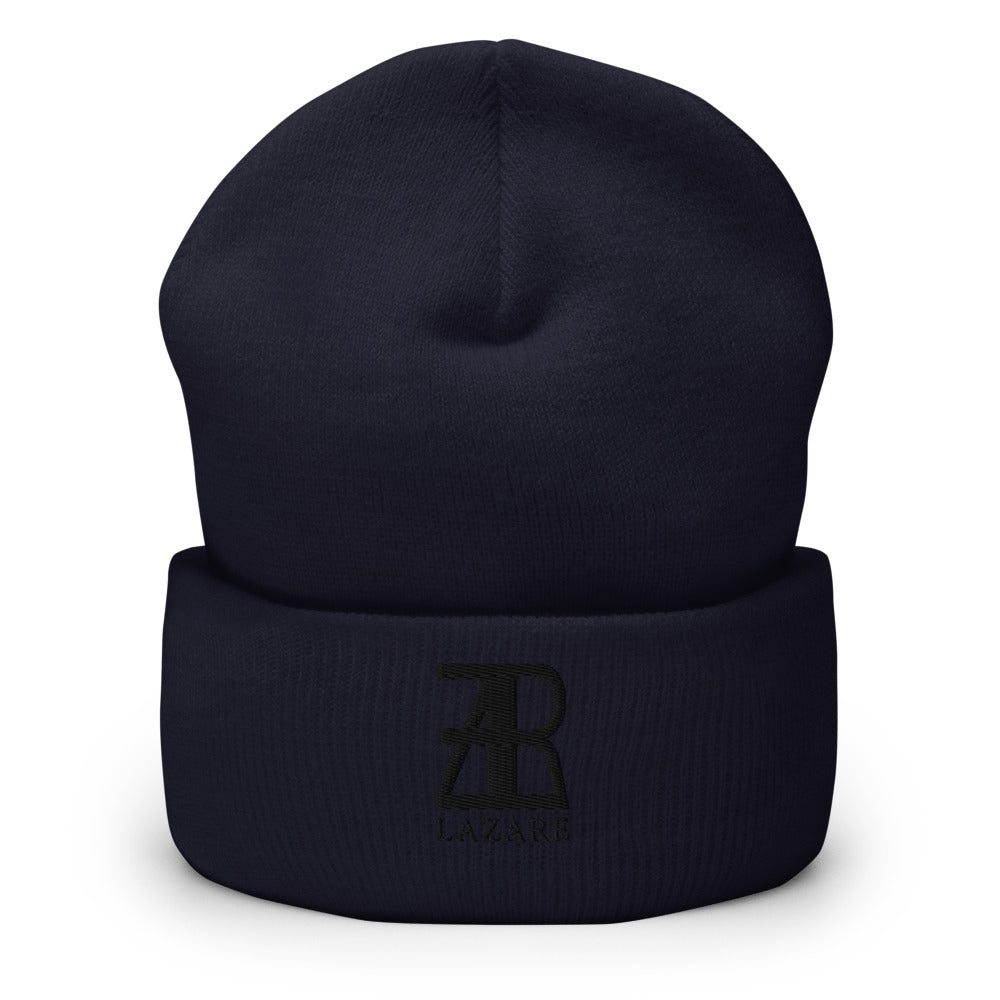 Lazare Black Logo Cuffed Beanie