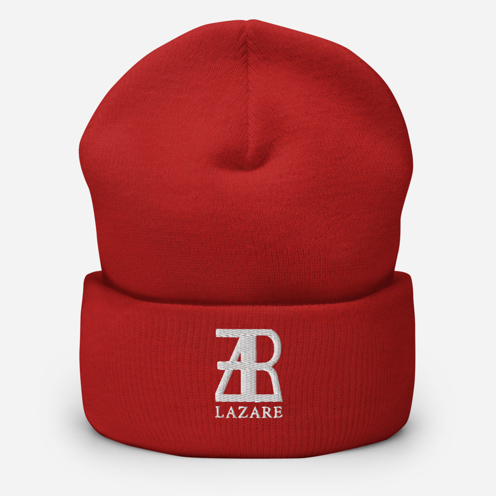 Lazare White Logo Cuffed Beanie