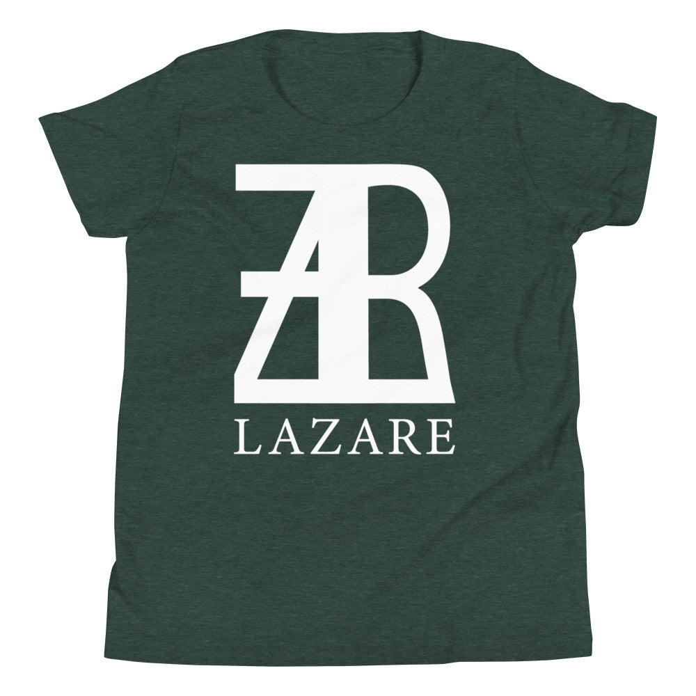 Lazare Full Chest White Logo Youth Short Sleeve T-Shirt